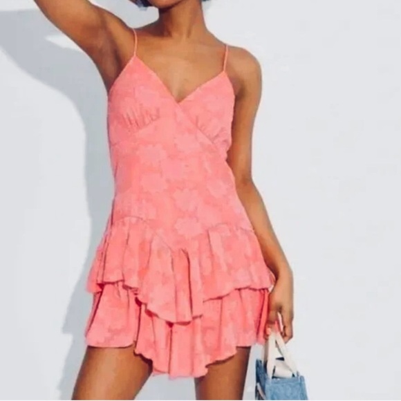 Women's Triangle Cup Tiered Mini Skater Dress - Wild Fable Pink Size large - Picture 1 of 10